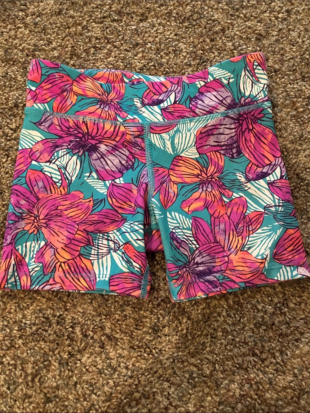 Old Navy Teal Floral Girls' Shorts with Pink & Orange Blooms